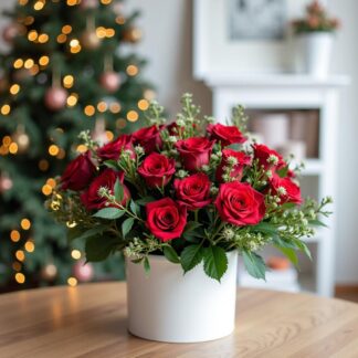 0Christmas in Florida red roses arrangement