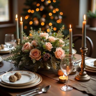 Pastel Christmas centerpiece flower arrangement